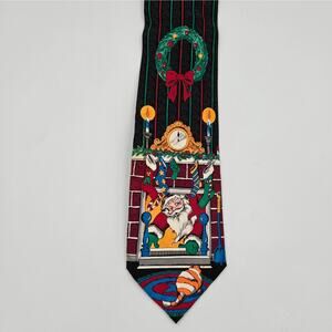 Addiction Vintage Santa Coming Down the Chimney Silk Tie